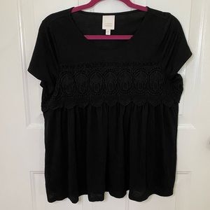 Lauren Conrad black crochet top MEDIUM